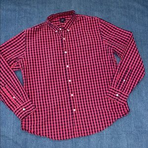J. Crew red & navy button down